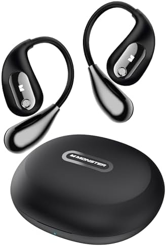 Monster Open Ear AC210 Headphones, Bluetooth 5.4 Earphones Stereo Sound, Wireless Headphones 30 Hours Playback, Type-C Charging, IPX5 Waterproof Open Ear Earbuds,Black