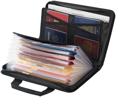 VEVOR Fireproof Document Bag, 1832 ℉ Heat Insulated Fireproof & Waterproof Bag, Portable Multi-Layer File Storage Security Organizer Home Office Travel Use, for Passports, Important Documents, Files