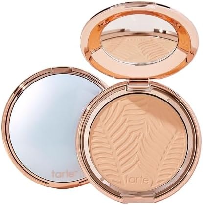 tarte Amazonian clay blurring powder foundation – Buildable Light-to-Medium Coverage, Natural Matte Longwear Finish, Blurs look of Pores, Vegan & Cruelty-Free, full size, 20B light beige