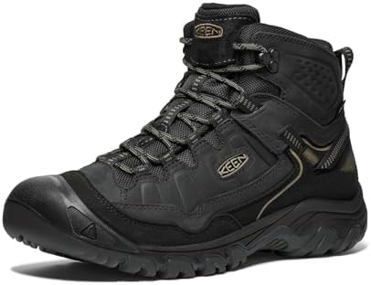KEEN Men's Targhee 4 Mid Height Durable Comfortable Waterproof Hiking Boots, Triple Black, 11