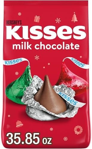 HERSHEY'S KISSES Milk Chocolate Candy, Christmas Bulk Candy Bag, 35.85 oz