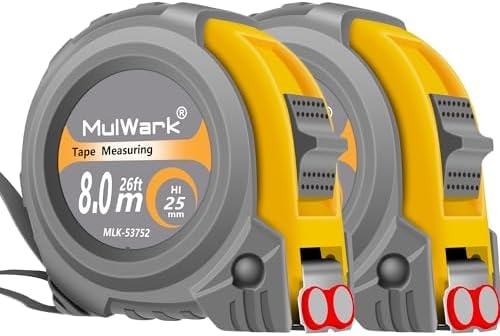 MulWark 2 Pack Metric Tape Measure, Easy Read Measuring Tape Retractable with Fractions 1/8, Both-Side Metal Blade, Magnetic Hook & Shockproof Case for Construction, Carpenter, Architect, Woodworking