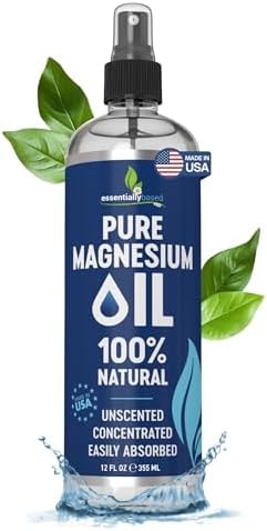 Pure Magnesium Oil Spray 12oz - Topical Magnesium Spray for Sleep & Feet - Extra Strength - USP Grade - 100% Natural and Organic Oil for Muscle Pain & Cramps - Less Sting - Less Itch - Made in USA