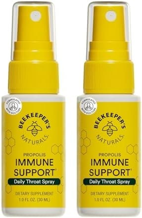 Beekeeper's Naturals Propolis Throat Spray for Daily Immune Support 1oz 2pk