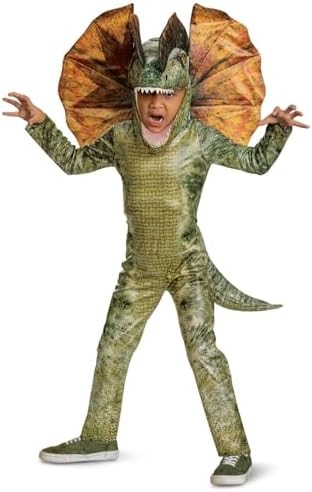 Disguise Jurassic World Dilophosaurus Costume for Kids, Official Jurassic World Jumpsuit and Headpiece, Child Size Extra Small (3T-4T)