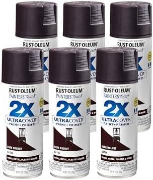 Rust-Oleum 334064-6PK Painter's Touch 2X Ultra Cover Spray Paint, 12 oz, Satin Dark Walnut, 6 Pack