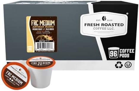Fresh Roasted Coffee, FRC Medium Roast, K-Cup Pods for Keurig Brewers, Kosher, 96 Count Loose Pack