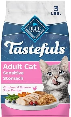 Blue Buffalo Tastefuls Chicken Adult Sensitive Stomach Dry Cat Food, 3 lb