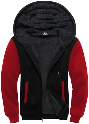 SCODI Hoodies for Men Heavyweight Fleece Sweatshirt Zip Up Thick Jacket M