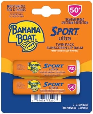 Banana Boat Sport Lip Sunscreen SPF 50, 0.15 oz (2 Pack)