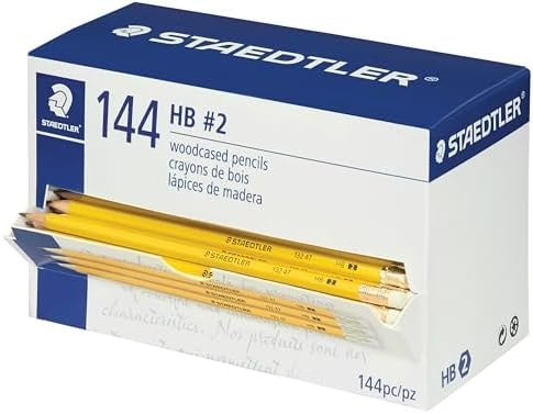 STAEDTLER Yellow School Pencils (144-Pack), Pre-Sharpened #2 HB with Erasers, Ready-to-Use School Supplies for Students and Teachers