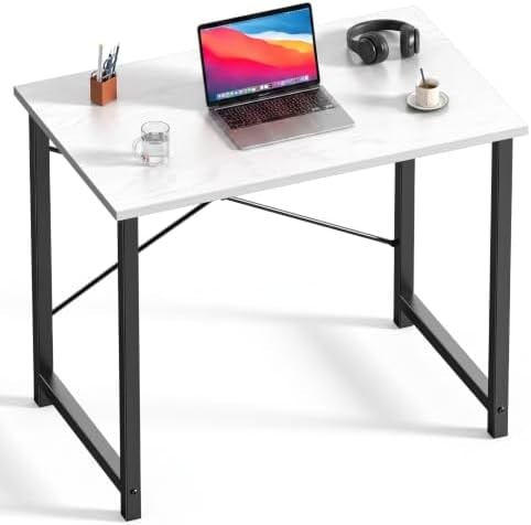 DUMOS 32 Inch Small Computer Desk, Home Office Desks for Bedroom, White