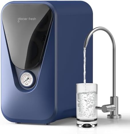 GLACIER FRESH GFU03 Reverse Osmosis System 800 GPD, No Electric/Noise, 3:1 Pure to Drain, 5-Stage Tankless Under-Sink Water Filter System, Filtration Accuracy 0.0001μm, for Any Under-Sink Setting