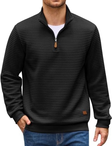 COOFANDY Men's Quarter Zip Pullover Sweatshirts 1/4 Zip Long Sleeve Sweater