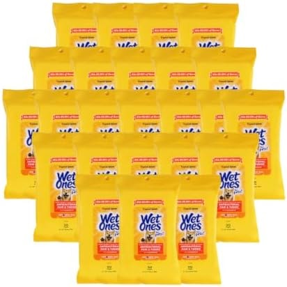 Wet Ones for Pets Paw and Tushie Dog Wipes, Tropical Splash, 30 Ct, 24-Pack