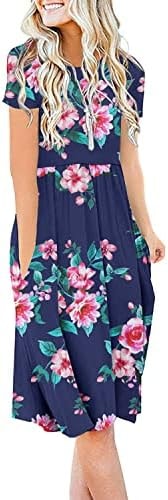 DB MOON Women Summer Casual Dresses Empire Waist Dress Flower Navy Blue 3XL