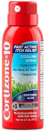 Cortizone 10 Maximum Strength Soothing Aloe Itch Relief Cooling Spray, 1% Hydrocortisone, Fast-Acting, Anti-Itch Spray for Bug Bites, Rash, Eczema, Psoriasis, Poison Ivy, Oak, Sumac, 2.7 oz