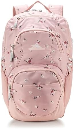 High Sierra Swoop Backpack, Travel, or Work Bookbag with tablet sleeve, One Size, FLORAL/SOFT PINK