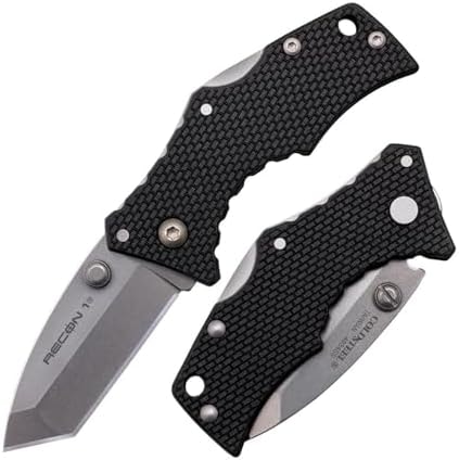 Cold Steel Micro Recon 1 2" 4034SS Tanto Point Blade 2.375" Griv-Ex Handle Folding Knife w/Tri-Ad Lock, Ambidextrous Pocket/Belt Clip