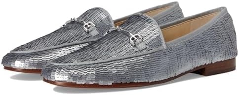 Sam Edelman Women's Loraine Loafer Flat Matte Silver Sequin 8 Medium