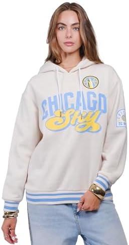 Ultra Game Unisex WNBA Official Super Soft Kaleido Hoodie Sweatshirt, Chicago Sky, Oatmeal Heather, Small