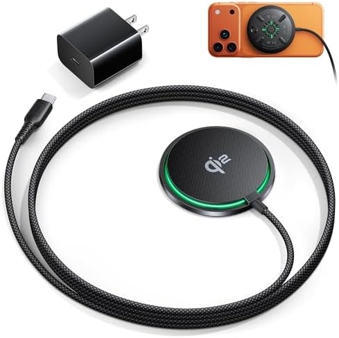 INIU Magnetic Wireless Charger, Qi2 15W Fast Charging Pad Travel Charger