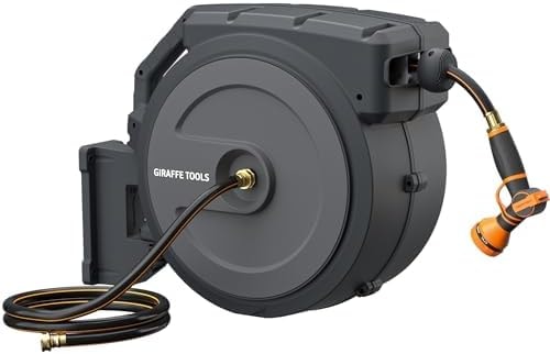 Giraffe Tools Retractable Garden Hose Reel 5/8" 90FT Auto Rewind Wall Mount