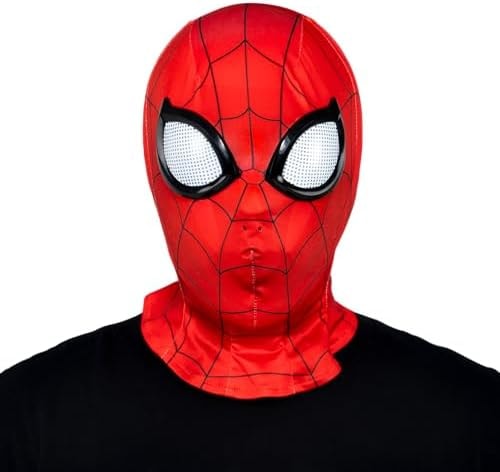 MARVEL Spider-Man Official Youth Zentai Halloween Costume Accessory - Deluxe Two-Way Stretch Spandex Mask with Molded Eyes