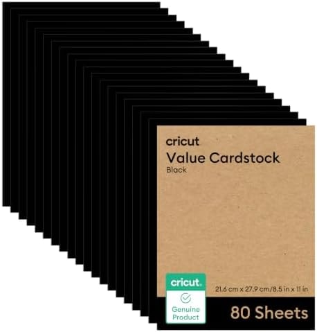 Cricut® Value Cardstock, Black - 8.5 in x 11 in (80 Sheets)