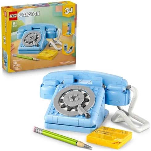 LEGO Creator 3 in 1 Retro Telephone Kids Toy - Home Decor for Bedroom or Kids Room - Building Toy and Learning Playset for Girls & Boys, Ages 8+ - Gift Idea for Birthdays or Special Occasions - 31174