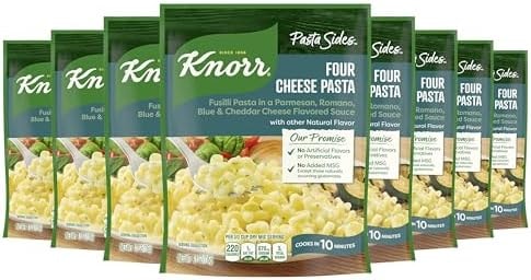 Knorr Pasta Sides For Delicious Quick Pasta Side Dishes Four Cheese Pasta No Artificial Flavors, No Preservatives, No Added Msg 4.1 oz, Pack of 8