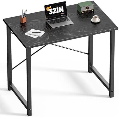 DUMOS 32 Inch Small Computer Desk, Home Office Desks for Bedroom, Black