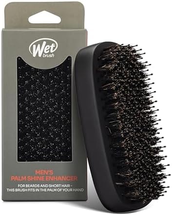Wet Brush Shine Enhancer Hair Brush with IntelliFlex Bristles, Short Hair & Palm Beard Detangler for Men, Detangling Boar Bristles, Soft & Shiny Strands, For Easy Styling, Black