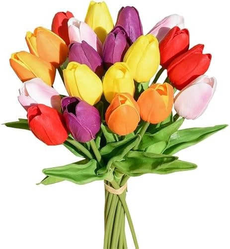 Mandy's 20pcs Artificial Multicolor Tulips