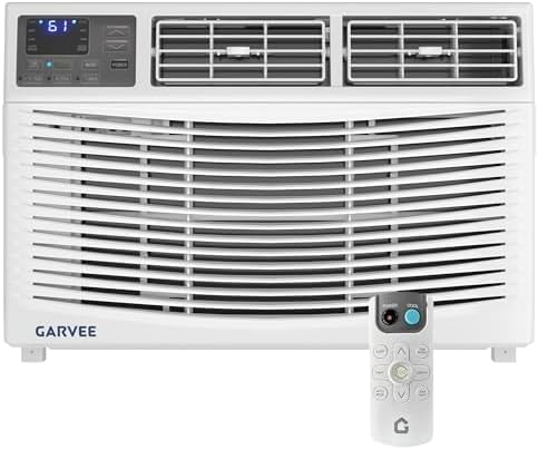 8000 BTU Window Air Conditioner with Remote, Cools Rooms Up to 350 Sq. ft., 3 Cooling & Fan Speeds, Quiet Operation, LED Digital Display, Easy Installation Kit Included, Ideal for Bedroom & Office