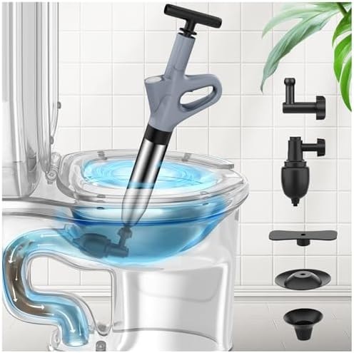 Mieaoll High Pressure Toilet Plunger, Heavy Duty Plunger for Bathroom(Grey)
