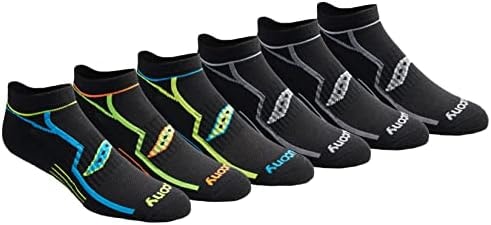 Saucony Men's RunDry Bolt Performance No-Show Socks, Available in M-XXL (6, 12, 18 Pairs), Black (6 Pairs), X-Large