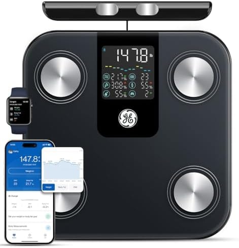 GE Smart Scale for Body Weight: Full-Body Composition Analysis, Black 11"