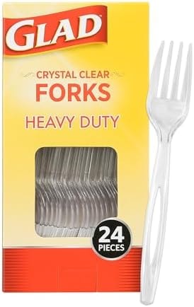 Glad Plastic Forks, Clear Disposable Forks, Heavy Duty, 24 Pieces