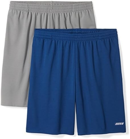 Amazon Essentials Men's Athletic Basketball Gym Shorts, Breathable Moisture Wicking, Loose-Fit Performance Tech, Pack of 2, Grey/Navy, X-Large