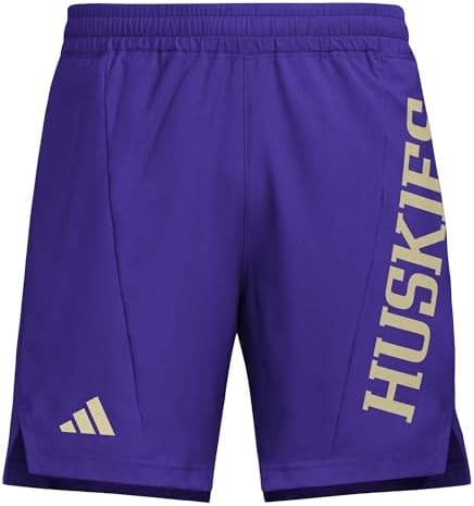 adidas Men's D4T Woven University of Washington Shorts, Team Collegiate Purple/Team Sand/University of Washington, X-Small/5" Inseam