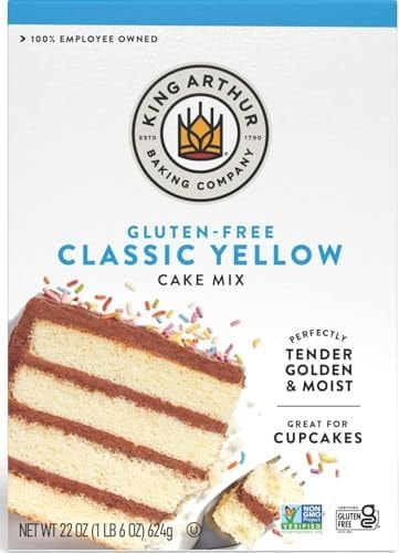 King Arthur, Gluten-Free Yellow Cake Mix, Gluten-Free, Non-GMO Project Verified, Certified Kosher, Non-Dairy, 22 Oz