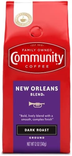Community Coffee New Orleans Blend, Ground Coffee, Special Dark Roast, 12 Ounce Bag (Pack of 1)
