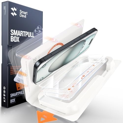 SMARTDEVIL Screen Protector for iPhone 16 Pro (3-Pack), HD Clear 9H Aluminosilicate Tempered Glass, SmartPull Box Dust & Bubble-Free Installation, Case-Ready Fit