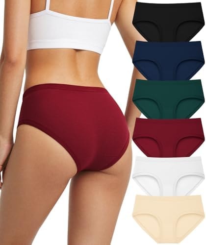 Cuweni Women's Cotton Underwear Full Coverage Soft Briefs Comfortable Low Rise Breathable Ladies Hipster Panties 6 Pack (US, Alpha, X-Small, Regular, Regular, 6 color packs)