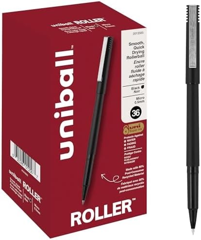 uniball™ Roller Rollerball Pens, Micro Point (0.5mm), Black, 72 Pack