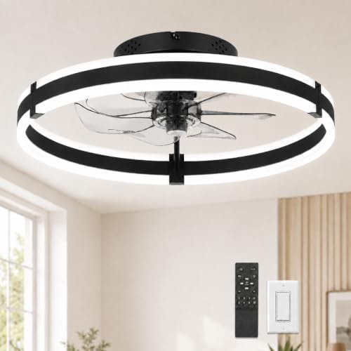 Garvee 20" Ceiling Fans with Lights and Remote Black Metal Acrylic
