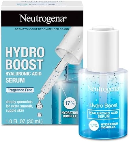 Neutrogena Hydro Boost Hyaluronic Acid Serum for Face & Neck, Lightweight Daily Hydrating Serum with Hyaluronic Acid for Dry Skin, Oil-Free, Non-Comedogenic, Fragrance-Free, 1 fl. oz