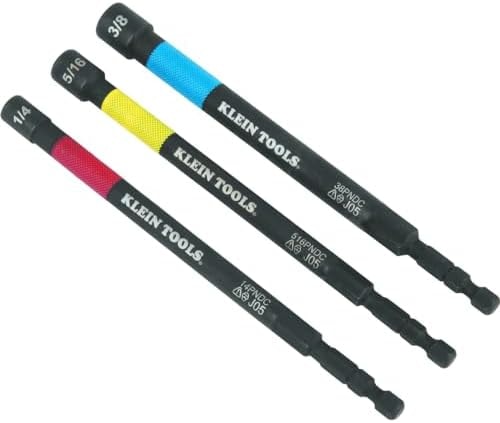 Klein Tools 65411PK3 Magnetic Color-Coded Power Nut Setter Set, 3-Piece