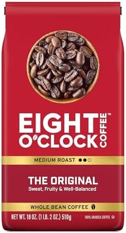Eight O'Clock Coffee, The Original, Medium Roast Whole Bean Coffee, 18 Ounce, Sweet, Fruity, Well-Balanced
